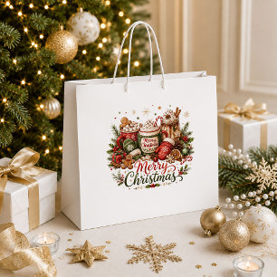 Rustic Vintage Christmas Red Green Snowflake Bag