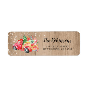 Rustic Vintage Christmas Truck Return Address Label