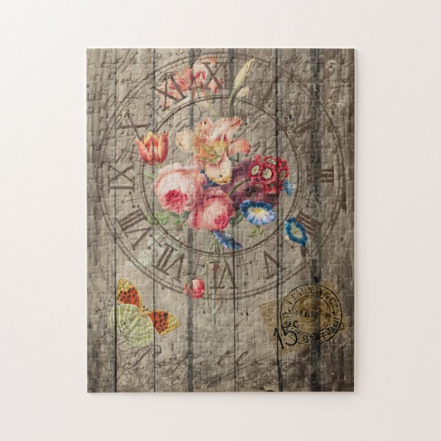 Rustic vintage clock jigsaw jigsaw puzzle (Vertical)