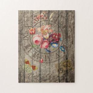 Rustic vintage clock jigsaw puzzle