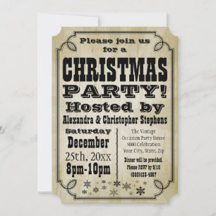 Rustic Vintage Country Christmas Party Invitation