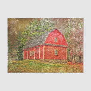 Rustic Vintage Country Red Barn Distressed Texture Tissue Paper