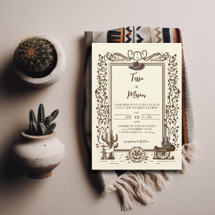 Rustic Vintage Country Wedding Western Botanical Invitation
