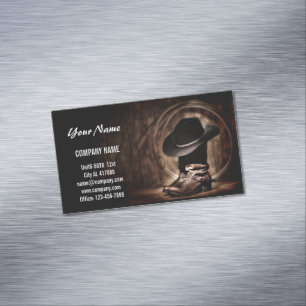 rustic vintage cowboy boots western country 	Magnetic business card