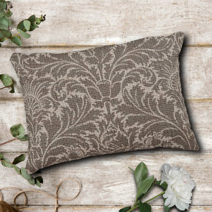 Rustic Vintage Damask Burlap Decorative Cushion