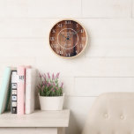 Rustic vintage dark wood family name farmhouse clock<br><div class="desc">Rustic vintage,  dark barn wood wall clock with large Roman numbers.
You can personalise and add your own name and year established.</div>