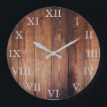 Rustic vintage dark wood Roman numbers Large Clock<br><div class="desc">Rustic,  vintage dark barn wood wall clock with large Roman numbers.</div>