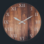 Rustic vintage dark wood Roman numbers Large Clock<br><div class="desc">Rustic,  vintage dark barn wood wall clock with large Roman numbers.</div>