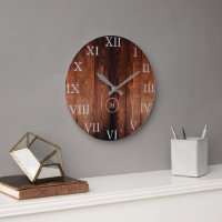 Rustic vintage dark wood Roman numbers monogram