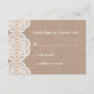 Rustic Vintage Doily Wedding RSVP Card