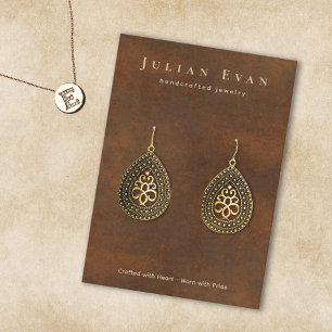 Rustic Vintage Earthy Tone Jewellery Earring Displ Business Card