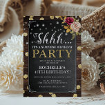 Rustic Vintage Elegant Surprise Birthday Party Invitation<br><div class="desc">Throw the surprise birthday party of your dreams with this exquisite invitation. Featuring a rustic wooden backdrop, vintage chalkboard elements, fairy twinkle lights, and autumn florals in hues of blush pink, burgundy, and faux gold glitter. Our customizable templates make it easy to personalize and set the stage for a magical...</div>
