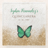 Rustic Vintage Emerald Green Gold Butterfly