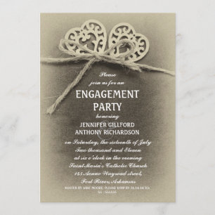 rustic vintage engagement party invitation