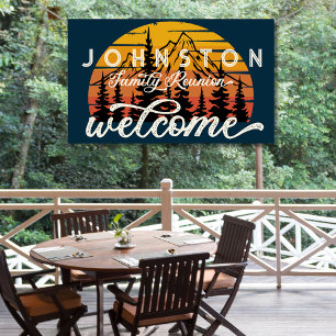 Rustic Vintage Family Reunion Retro Sunset Welcome Banner