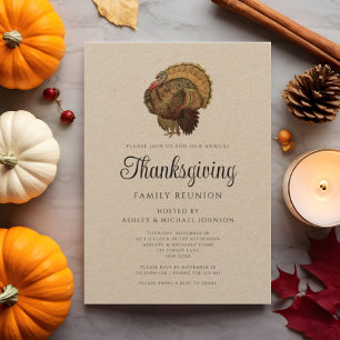 Rustic Vintage Family Reunion Thanksgiving Invitation