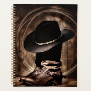 rustic vintage farm cowboy boots western country planner