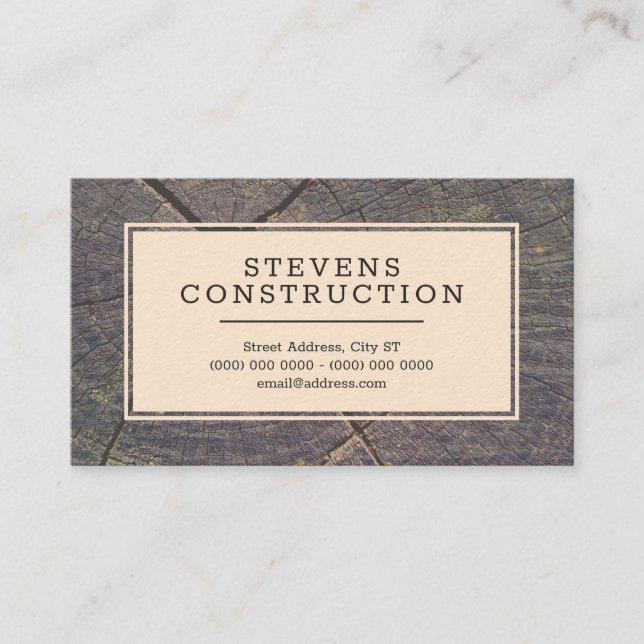 Rustic vintage faux wood texture business card (Front)