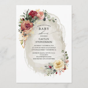 Rustic Vintage Floral Baby Shower Invitations