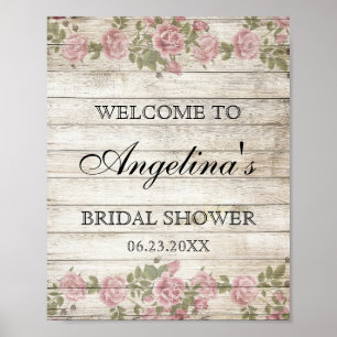 Rustic Vintage Floral Bridal Shower WELCOME SIGN