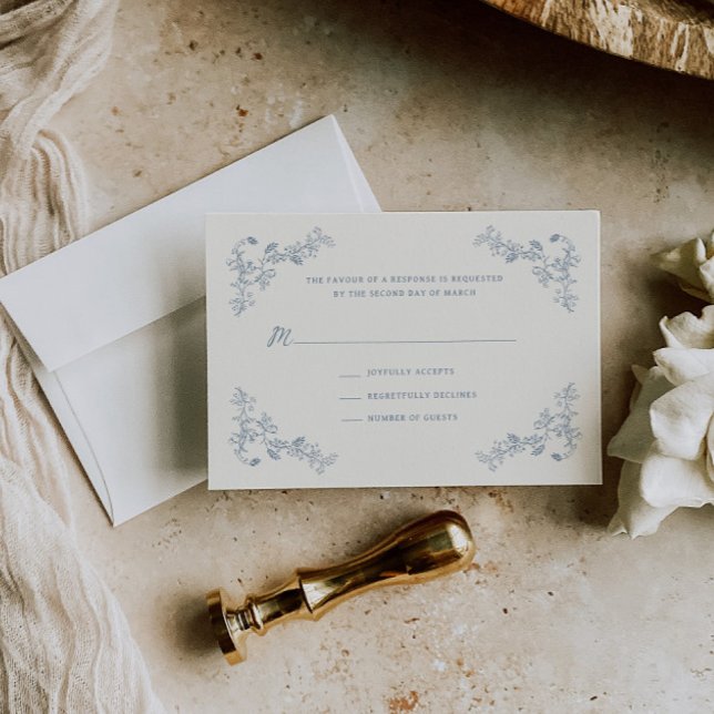 Rustic Vintage Floral Frame Wedding RSVP Card (Creator Uploaded)