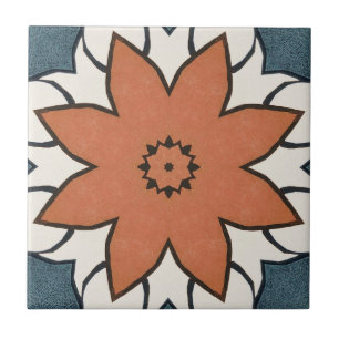 Rustic Vintage Floral Geometric Ceramic Tile