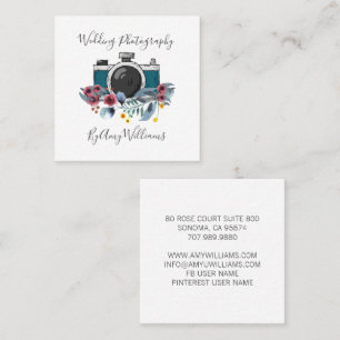 Rustic Vintage Floral Wedding Photography Square B Square Business Card