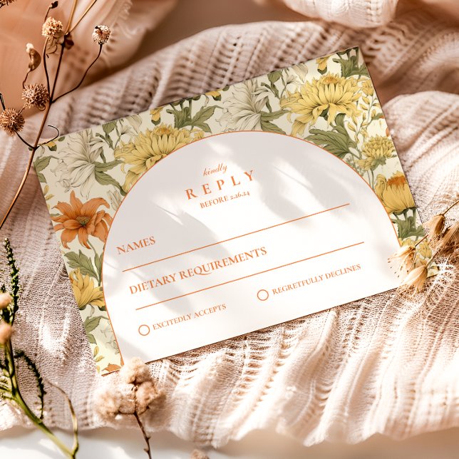 Rustic Vintage Floral Wedding RSVP Card (Creator Uploaded)