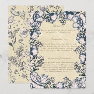 Rustic Vintage Flower Floral Wedding Directions Invitation