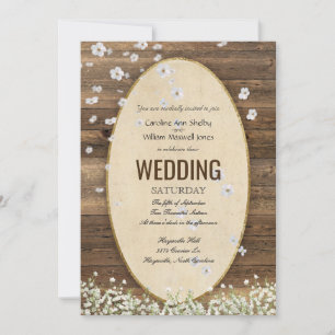Rustic Vintage Flower Petal Wedding Invitation