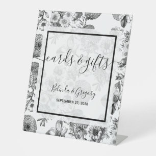 Rustic Vintage Flowers Wedding Cards & Gifts Pedestal Sign