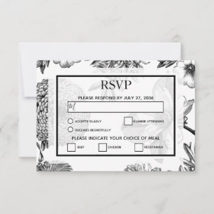 Rustic Vintage Flowers Wedding RSVP Cards