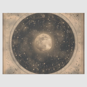 Rustic Vintage Full Moon Celestial Design Tissue Paper