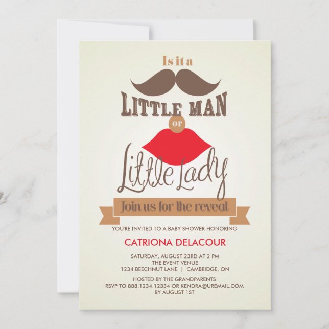 Rustic Vintage Gender Reveal Baby Shower Invitation (Front)
