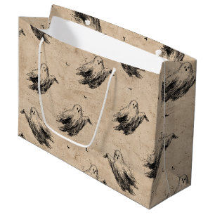 Rustic Vintage Ghost Pattern (2) Large Gift Bag