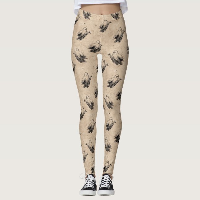 Rustic Vintage Ghost Pattern (2) Leggings (Front)