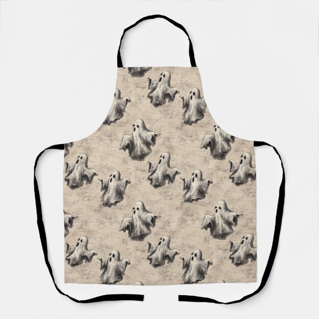 Rustic Vintage Ghost Pattern Apron (Front)