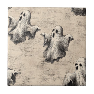 Rustic Vintage Ghost Pattern Ceramic Tile