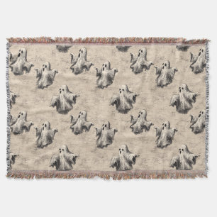 Rustic Vintage Ghost Pattern Throw Blanket