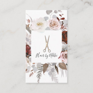 Rustic Vintage Glam Botanical Floral Hair Stylist Business Card