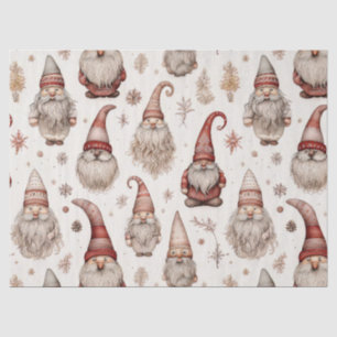 Rustic Vintage Gnome Garden Watercolor Pattern Tissue Paper