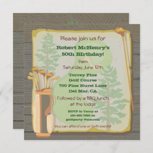 Rustic Vintage Golf Party Tournament Invitation