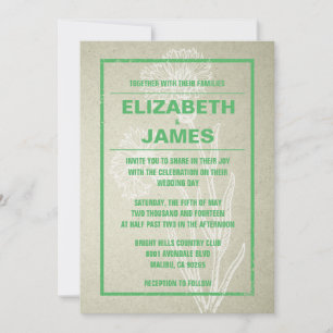 Rustic Vintage Green Wedding Invitations
