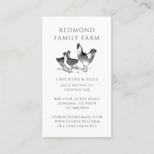 Rustic Vintage Hens Farm Business Card