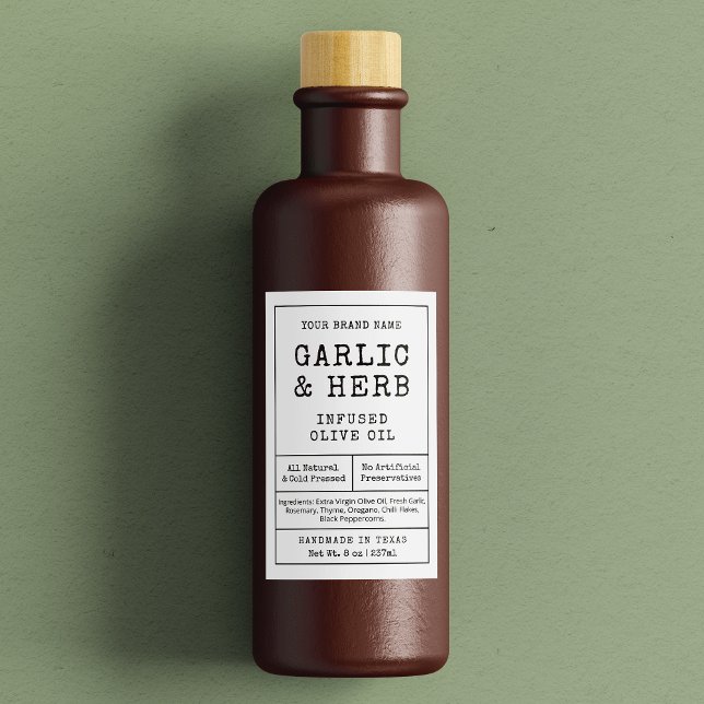 Rustic Vintage Homemade Condiment Bottle Label (Rustic minimalist rectangle product labels in black and white - can be used on bottles & jars)