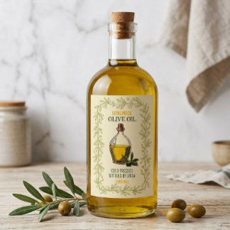 Rustic Vintage Homemade Olive Oil Bottle Label