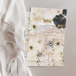 Rustic Vintage Honey Bees & Floral Roses Decoupage Tissue Paper<br><div class="desc">We've designed this beautiful honey bee and floral decoupage tissue paper. Our design features our hand-drawn vintage sketch style honey bees, as well as our hand-drawn golden crown, black roses, and white florals. A vintage hand-written letter is beautifully incorporated into the collage. Accents of faux gold foil elements and paint...</div>