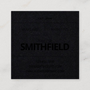 Rustic Vintage Industrial Black on Black Tone Square Business Card