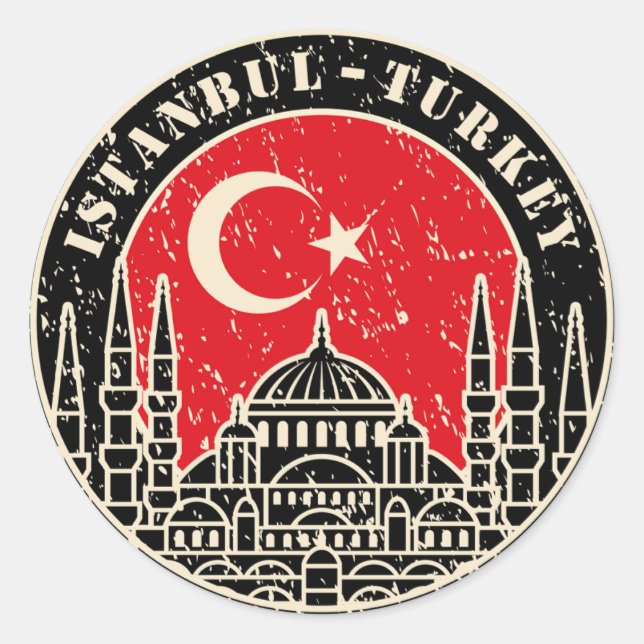 Rustic Vintage Istanbul Turkey City  Classic Round Sticker (Front)