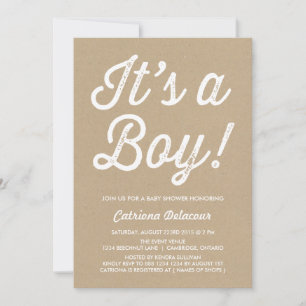RUSTIC VINTAGE IT'S A BOY BABY SHOWER INVITATION